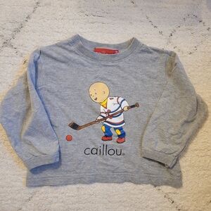 🧸5/20$ Gray Long Sleeve Kids Graphic Tee Caillou Hockey Size 3T Boy Toddler